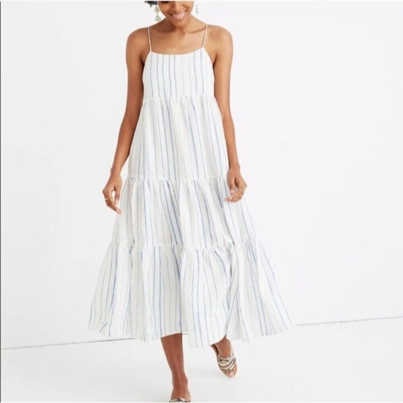 Madewell Women's White and Blue Dress Size 0 - Picture 2 of 8